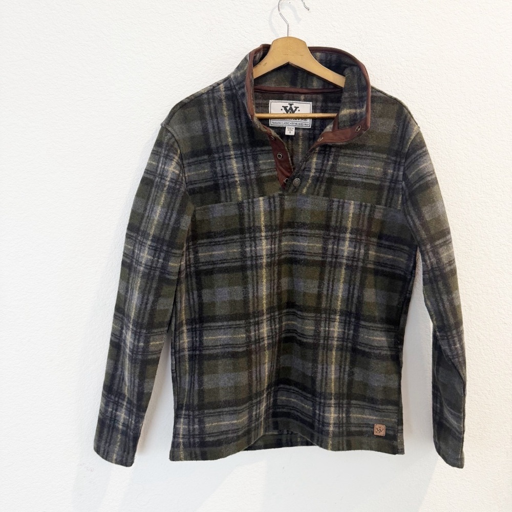 John Wayne- Men’s Plaid 1/4 Snap Button Pull Over - S